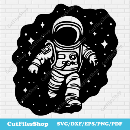 Astronaut Svg Design, Space-Themed PNG, DXF for Wood or Metal Wall Art, Laser Cut Files