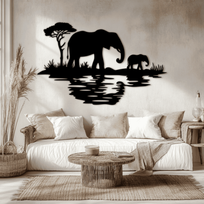 Family of Elephants SVG for Cricut, DXF for CNC Laser Engraving, DIY Home Decor, Sublimation Print