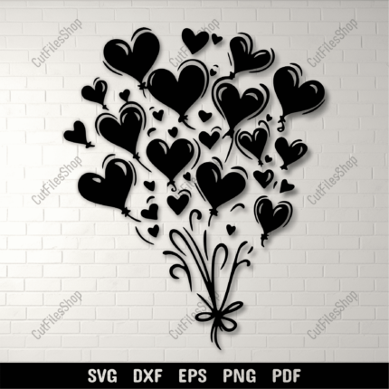 Heart Balloons SVG for Cricut Projects, Silhouette Cut Files, Sublimation Art, DIY Birthday Gift