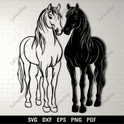 Horses SVG DXF Files for Cricut, CNC Laser Cutting, Sublimation T-shirt Design