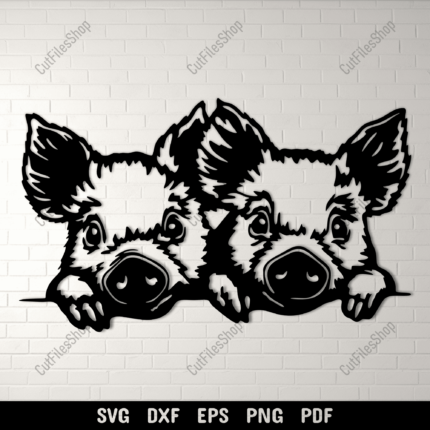 Peeking Piggy SVG for Cricut & Silhouette, DXF for CNC, Sublimation Art Design