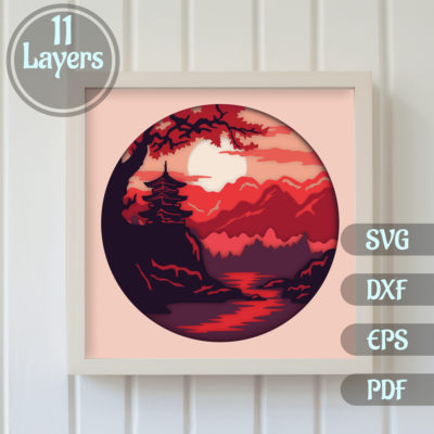 3D China scene Sahdow box Svg, Layered svg files, Multilayer svg for cricut, Papercut art, Wall decor 3d Shadow box - Cut Files Shop