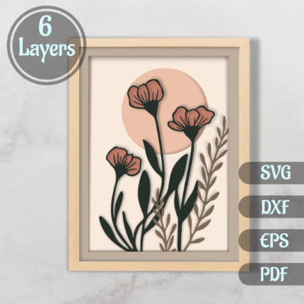 3D Flowers Shadow Box Templates, 3D flowers Layered Svg, 3D Paper craft, Svg for Cricut, Dxf for Silhouette, Dxf For Laser - Cut Files Shop