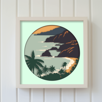 3D Layered Tropical Beach Scene SVG, 3D Shadow Box Templates, Papercut Layered Svg, Cut files for Cricut - Cut Files Shop