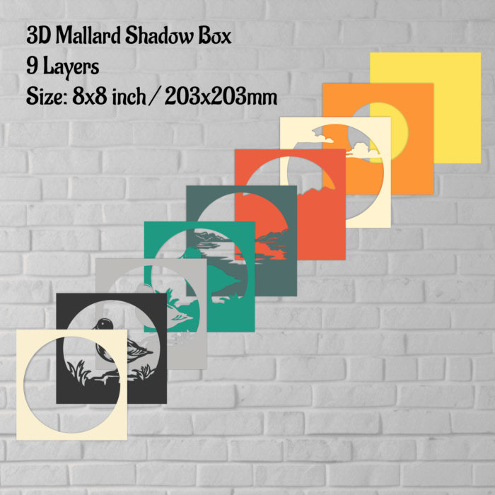 3D Mallard Shadow Box Svg, 3D layered Svg cut files, Papercut Art, Multilayer Svg, 3D Bird dxf for Silhouette - Cut Files Shop