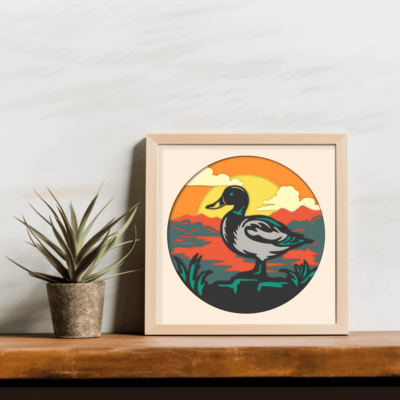 3D Mallard Shadow Box Svg, 3D layered Svg cut files, Papercut Art, Multilayer Svg, 3D Bird dxf for Silhouette - Cut Files Shop