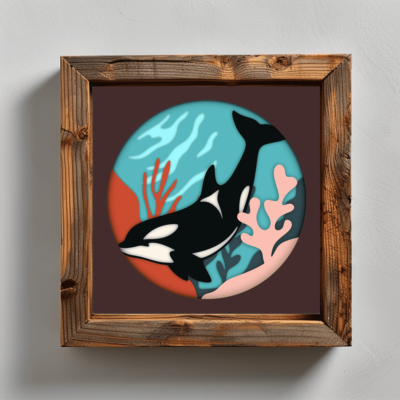 3D Orca Shadow Box Templates, Layered svg files for Cricut, Silhouette Dxf, Multilayer, Laser cut - Cut Files Shop