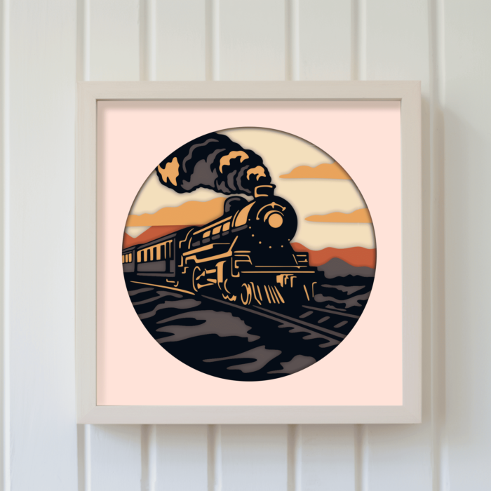 3D Vintage Train Shadow Box, 3D Layered Svg files, Vintage Train 3d layered svg, 3D Paper Craft, 3D Template Dxf - Cut Files Shop