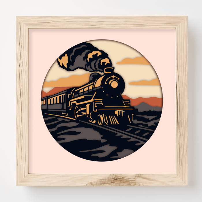 3D Vintage Train Shadow Box, 3D Layered Svg files, Vintage Train 3d layered svg, 3D Paper Craft, 3D Template Dxf - Cut Files Shop