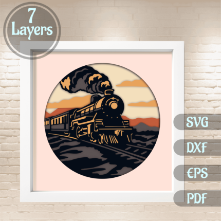 3D Vintage Train Shadow Box, 3D Layered Svg files, Vintage Train 3d layered svg, 3D Paper Craft, 3D Template Dxf - Cut Files Shop