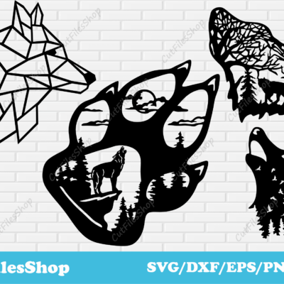 Wolves svg for cricut, Wolf Art DXF and SVG – CNC Woodworking & Metal Laser Cut Files