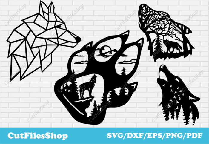 Wolves svg for cricut, Wolf Art DXF and SVG – CNC Woodworking & Metal Laser Cut Files