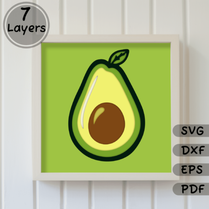 Avocado 3D Shadow Box Template, Layered SVG for Cricut, DXF for Silhouette, EPS Files, Home Decor DIY, Paper Art Craft