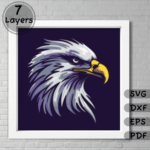 Layered bald eagle svg for cricut, 3d shadow box template,  papercut svg, dxf for silhouette, laser cut plywood, vinyl cut files, trendy svgm unigue gift diy, home decor DIY