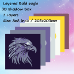 Layered bald eagle svg for cricut, 3d shadow box template,  papercut svg, dxf for silhouette, laser cut plywood, vinyl cut files, trendy svgm unigue gift diy, home decor DIY