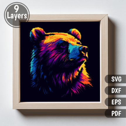 Preview of Bear 3D Layered Svg for Cricut & Silhouette Projects, DIY Shadow Box