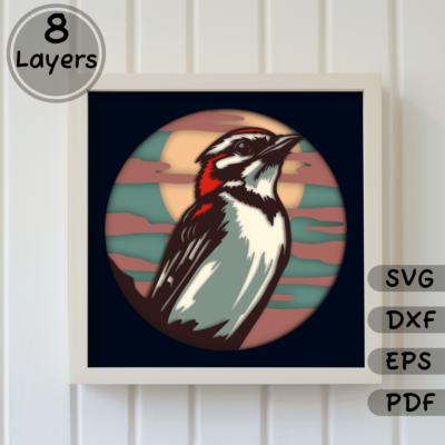 3D Layered Bird Shadow Box SVG, Light Box Template, Home Decor DIY, Papercut Art, Unique Gift, Instant Download