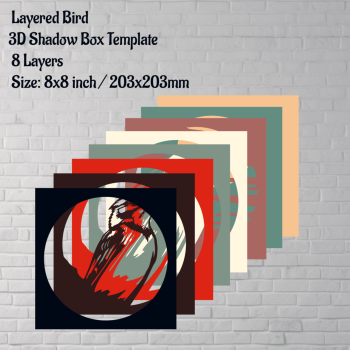 Papercut Bird SVG for DIY Shadow Box, 3D Paper Art Template, Home Decor, Unique Gift, Instant Download
