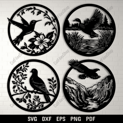 Birds scenes Dxf for CNC, Pigeon, Hummingbird, Eagle, Duck Svg for Cricut & Sublimation Projects, DIY Vinyl Decals