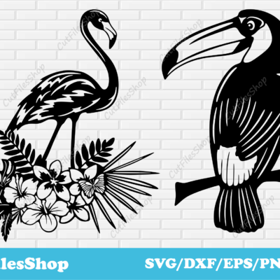 Tropical birds svg, flamingo dxf file, toucan dxf, birds for cricut, dxf for cnc, birds dxf files, tropical dxf, birds scene dxf, Vector Birds for Cricut, DXF for CNC, Birds Scenes DXF files, Cutting files, Laser cut files, Dxf for Plasma cut, Silhouette Cameo files, dxf for Scan n Cut