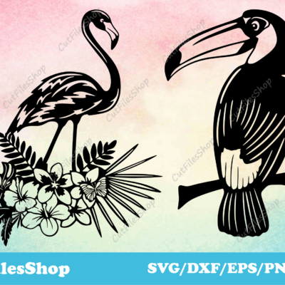 Birds for cricut, Birds for Silhouette cameo, flamingo for cricut, toucan for cricut, cutting files, nature scenes svg, wall decor dxf for laser cut