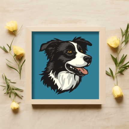 Layered Border Collie Light Box SVG, SVG for Cricut Silhouette, DXF for Laser Cut, Papercut Template, DIY Paper Art