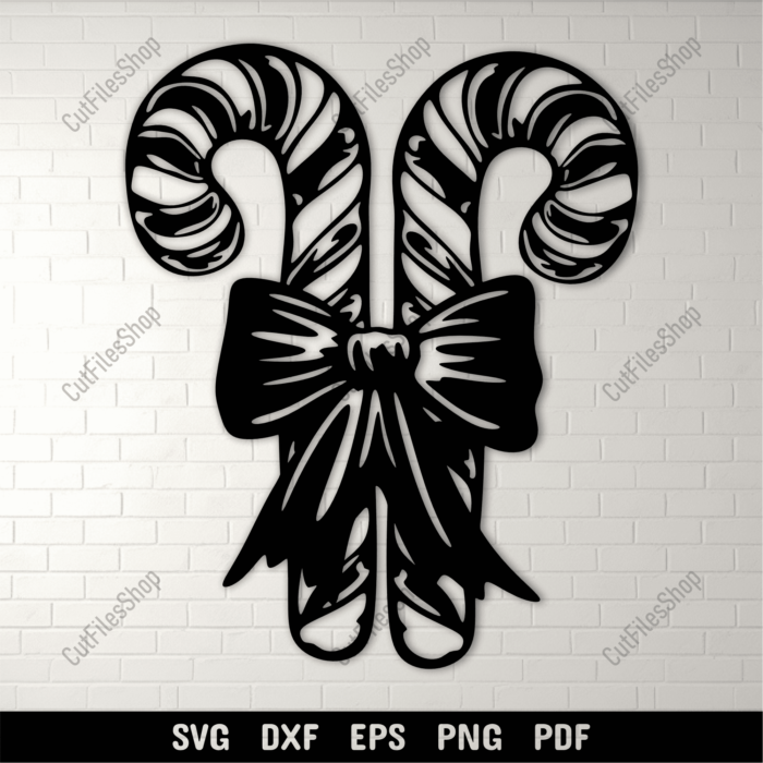 Candy Cane SVG, Cutting Files for Cricut, Silhouette, DXF for CNC, DIY Christmas Decorations