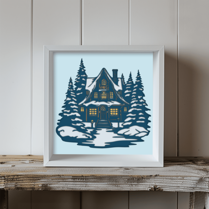 Festive 3D Christmas House, Cricut & Silhouette Shadow Box Design