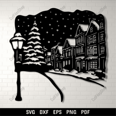 Christmas Town SVG for Cricut & Silhouette, DXF for CNC Laser, DIY Holiday Decor