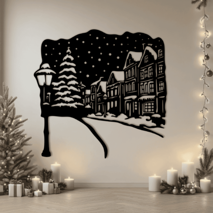 Christmas Town Vector for Cricut Crafts, DXF for CNC, Laser Engraving Files