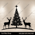 Christmas Tree and Reindeer SVG, Vector Cut Files for Cricut & Glowforge, DXF for CNC, Sublimation PDF, Premium DXF