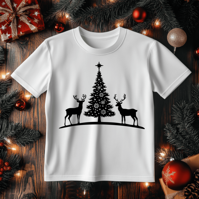 SVG Christmas Tree and Reindeer, Vector Cut Files for Cricut & Glowforge, DXF for CNC, Sublimation PDF Download, Christmas Gift DIY, Best free Dxf site
