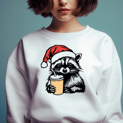 Christmas Raccoon Cutting Files, SVG for Cricut & Silhouette, Sublimation PNG, Perfect for DIY Christmas Gifts, Holiday T-shirt Design