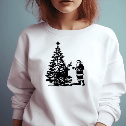 Santa & Reindeer SVG, Christmas Tree DXF for CNC, Cutting Files for Cricut & Silhouette, DIY Holiday Decoration, Christmas T-shirt design