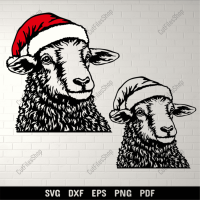 Christmas Sheep SVG, DXF, PNG | Cricut, Silhouette, CNC cutting files for Christmas crafts and sublimation designs.