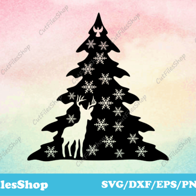 Christmas tree for cricut, reindeer svg, cut files for laser, cricut cut files, tree svg, christmas tree dxf, christmas tree svg, christmas tree vector image, reindeer dxf files