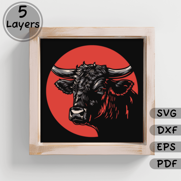 3D Layered Cow Head Papercut SVG, Shadow Box DIY, Cricut Silhouette Svg Files, Unique Home Decor - Cut Files Shop