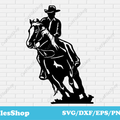 Cowboy dxf file for laser cutting, cowboy cnc plasma cut files, high-quality DXF Files, png for heat pressing, cricut explore files, cowboy png, craft cutting, horse rider dxf, cowboy scene dxf