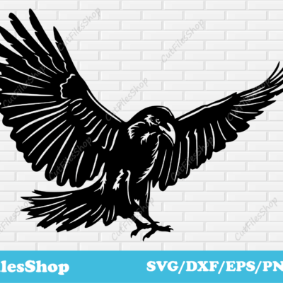 Crow dxf files, crow svg files, bird svg cut files for cricut, silhouette animals clipart, dxf clipart, vector clip art, bird for cricut