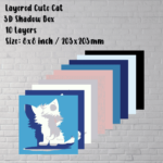 DIY Cat 3D Shadow Box Template, Layered SVG for Cricut, DXF for Silhouette, Papercut Home Decor Craft, Unique Gift Idea
