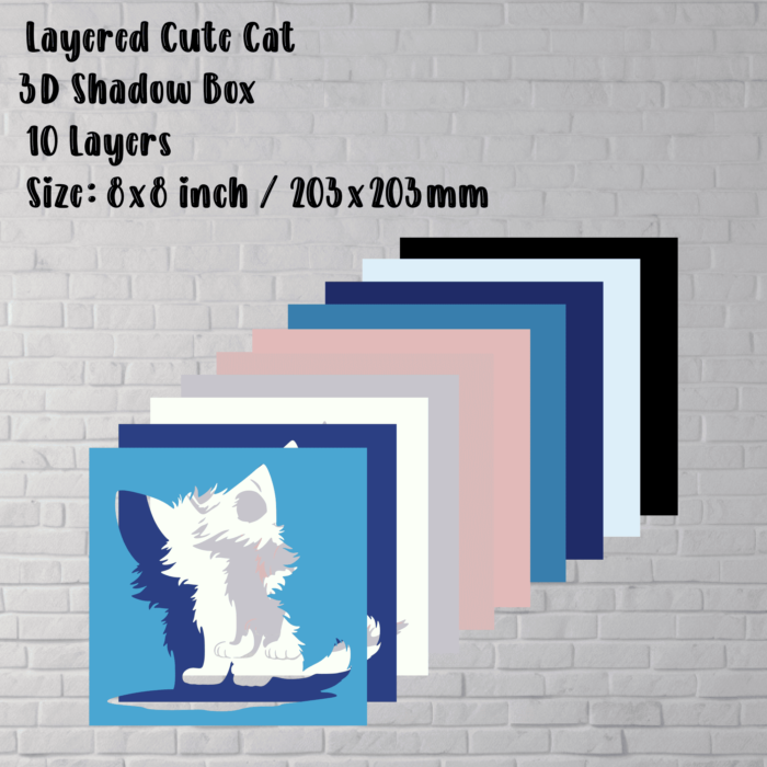 DIY Cat 3D Shadow Box Template, Layered SVG for Cricut, DXF for Silhouette, Papercut Home Decor Craft, Unique Gift Idea