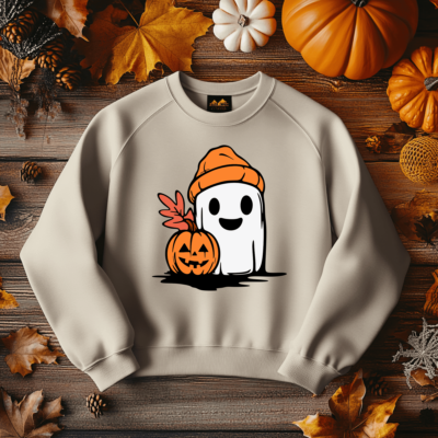 Ghost With Hat Svg, Halloween Cut File, Sublimation Design, Cricut Craft Supply, Cute Ghost Svg