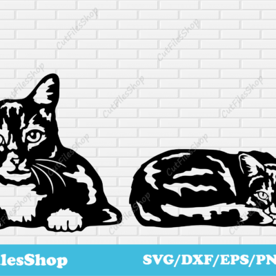 Cute Cats svg for cricut, pets portrait dxf, cats dxf for laser, plasma cut files animals, svg shirt design, cat dxf, cats decor for plasma, cats scenes dxf, sleeping cat svg, cute cats svg, funny shirt svg, dxf for woodworking