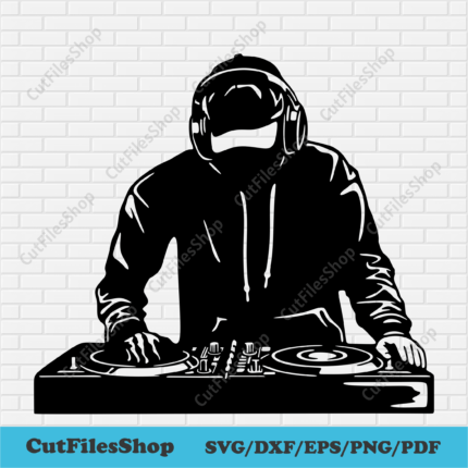 Disk jockey svg, cut files for Cricut, Dxf for laser, png for dtf, Silhouette cut files, Dj Clipart, Music Svg, cut files shop, free dxf files download, svg for sublimation, music logo svg, paper cut art, t-shirt design