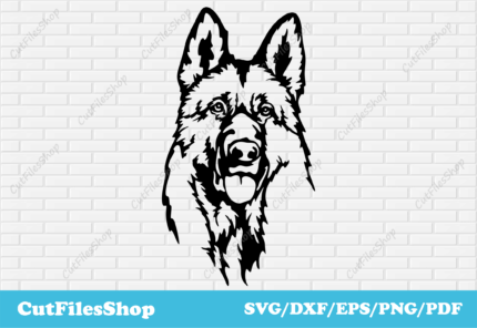 Free SVG images, SVG cut files, Silhouette files, custom svg, vector images, pet svg, dog for cricut, dog for laser cut, German Shepherd vector image, pet for cricut, sticker svg file, Silhouette dxf file