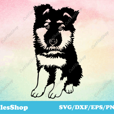 German Shepherd vector, dog cut file for cricut, dxf for laser cutting, silhouette files