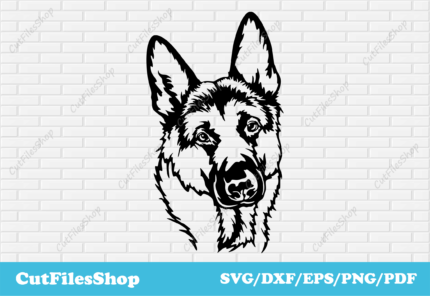 Dog dxf download, german shepherd dog svg, pet svg image, dxf for cnc router