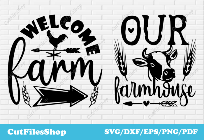 Farm scenes svg, dxf for cnc cutting, svg for sticker making, t-shirt designs, cup designs cricut, farmhouse svg, welcome farm dxf, animals farm scenes svg, cow farm svg, vane dxf, our farmhouse svg, farm scene svg for t shirt designs, farm scenes vector