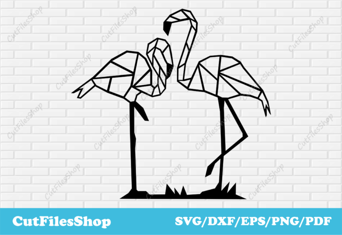 Bird dxf files, Flamingo dxf file, flamingo svg, geometric bird dxf, wall decor dxf, svg bird for cricut, bird for cricut