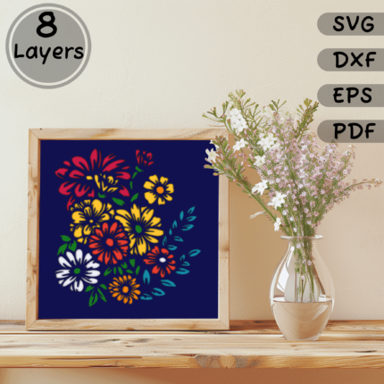 3D Flowers Shadow box Svg cut file for Cricut, layered paper art, Multilayer Svg, Dxf for Silhouette , Wedding Gift DIY